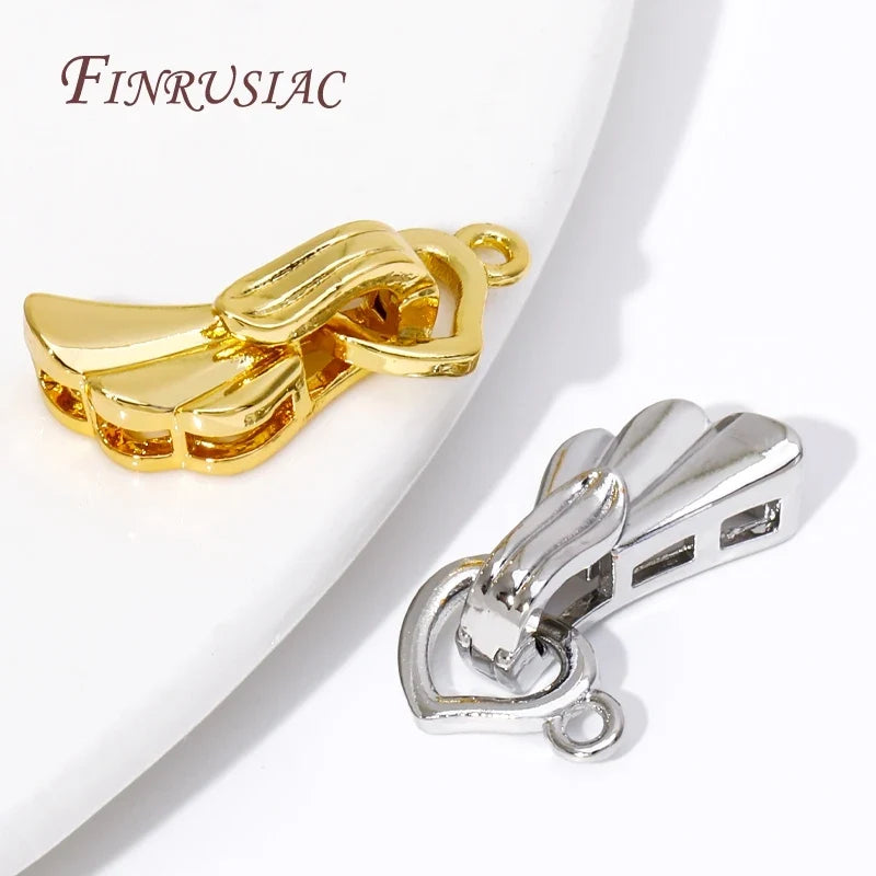 Angel Wings Heart Clasp 18K Gold Plated – DIY Jewelry Connector