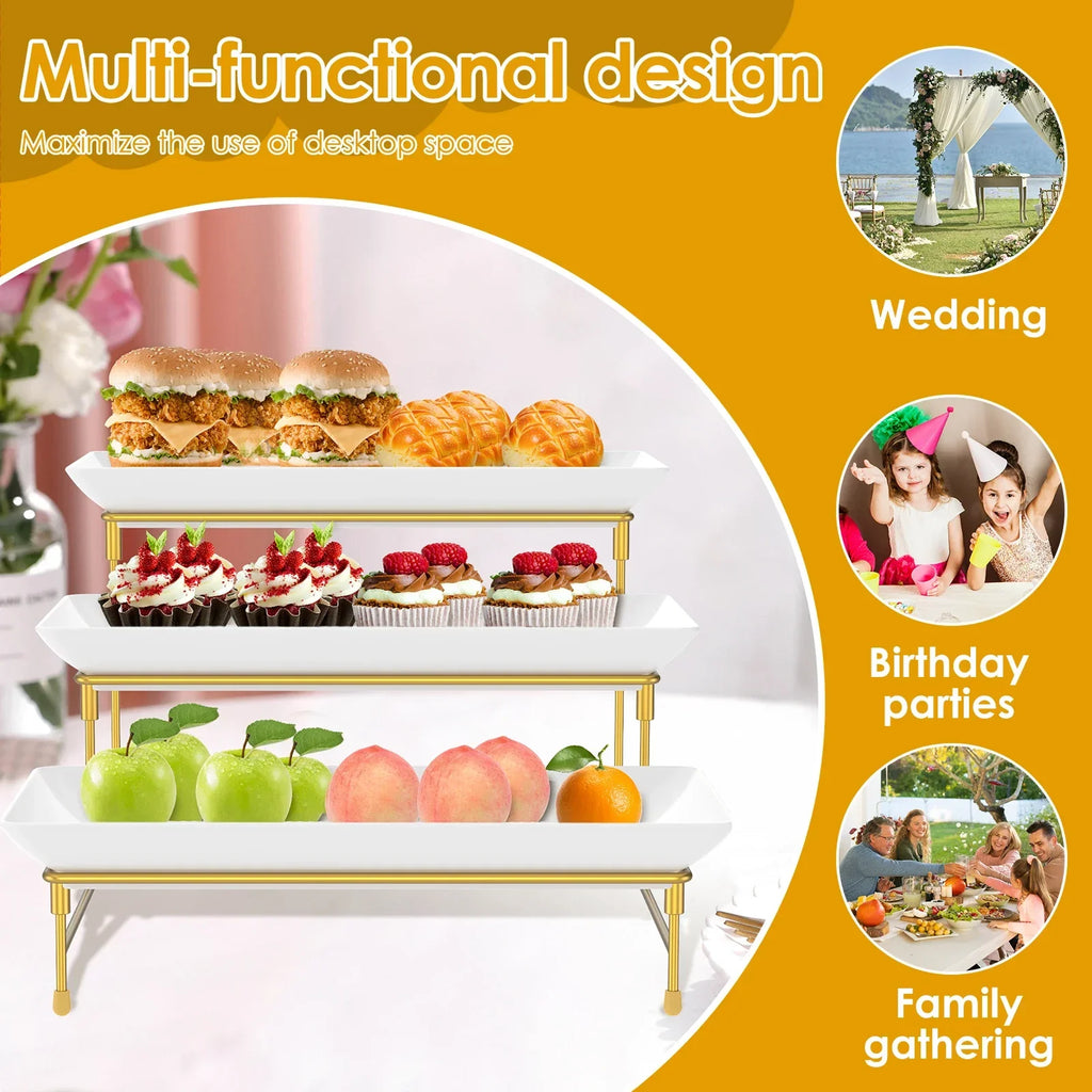 3-Tier Metal Serving Stand – Dessert & Cupcake Display Tray