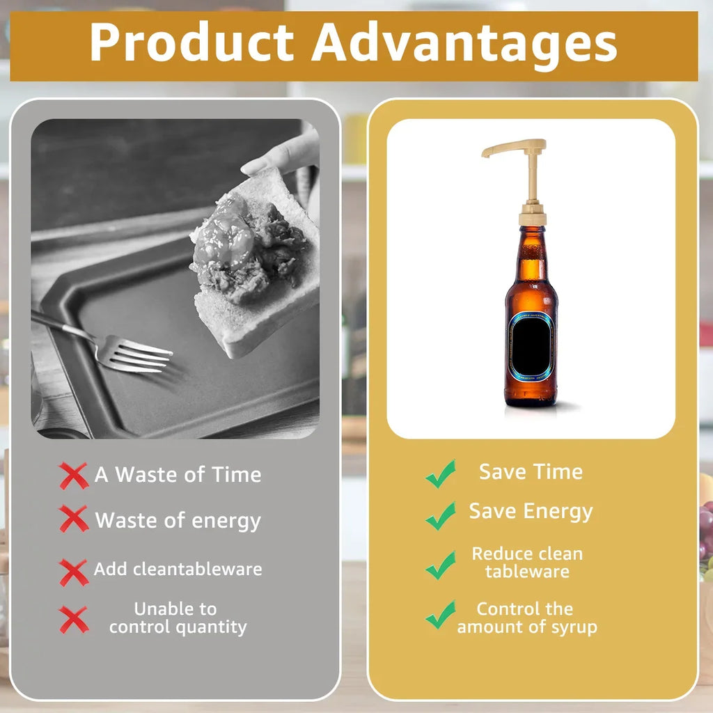6-Pack Coffee Syrup Pump Dispenser – Gold & Black, 750ml Fit