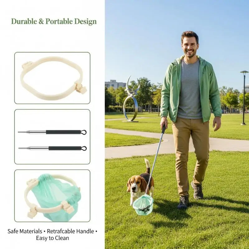 Foldable Telescopic Dog Poop Bag Holder – Non-Contact Pet Tool