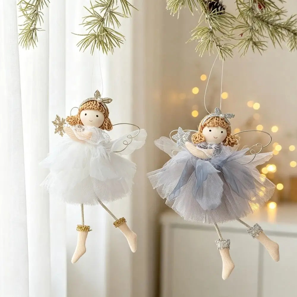 Plush Christmas Angel Ornament – Fluffy Wings Hanging Pendant