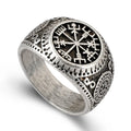 Vintage Zinc Alloy Ring – Snowflake, Rune & Compass Patterns