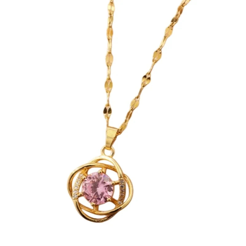 Women's Gold Flower Pendant Necklace | Stainless Steel Chain