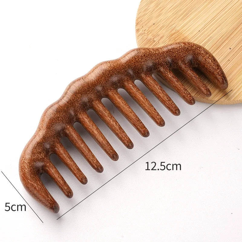 Natural Sandalwood Wide Tooth Detangling Comb | Anti-Static