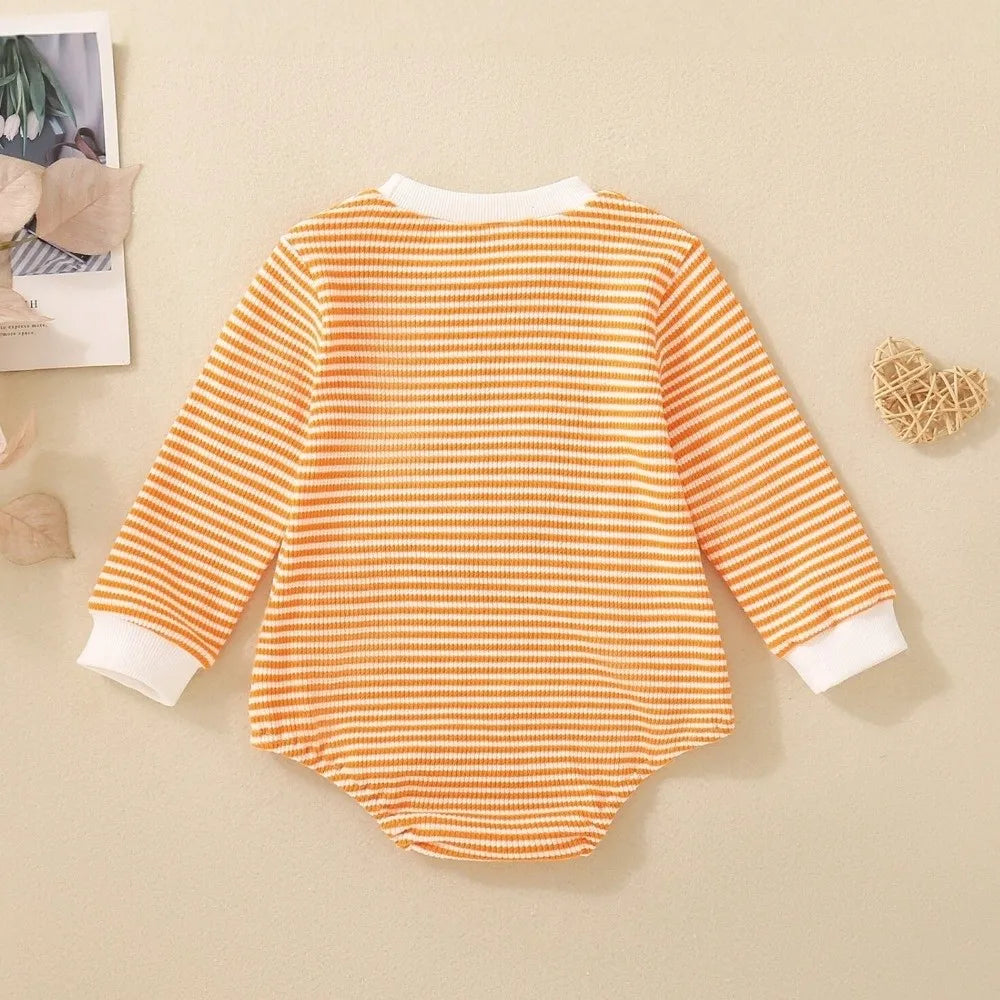 Pumpkin Embroidery Baby Bodysuit – Long Sleeve Infant Romper