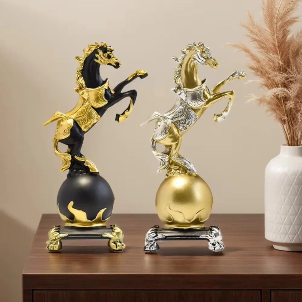 Feng Shui Lucky Horse Statue – Resin Home Office Décor