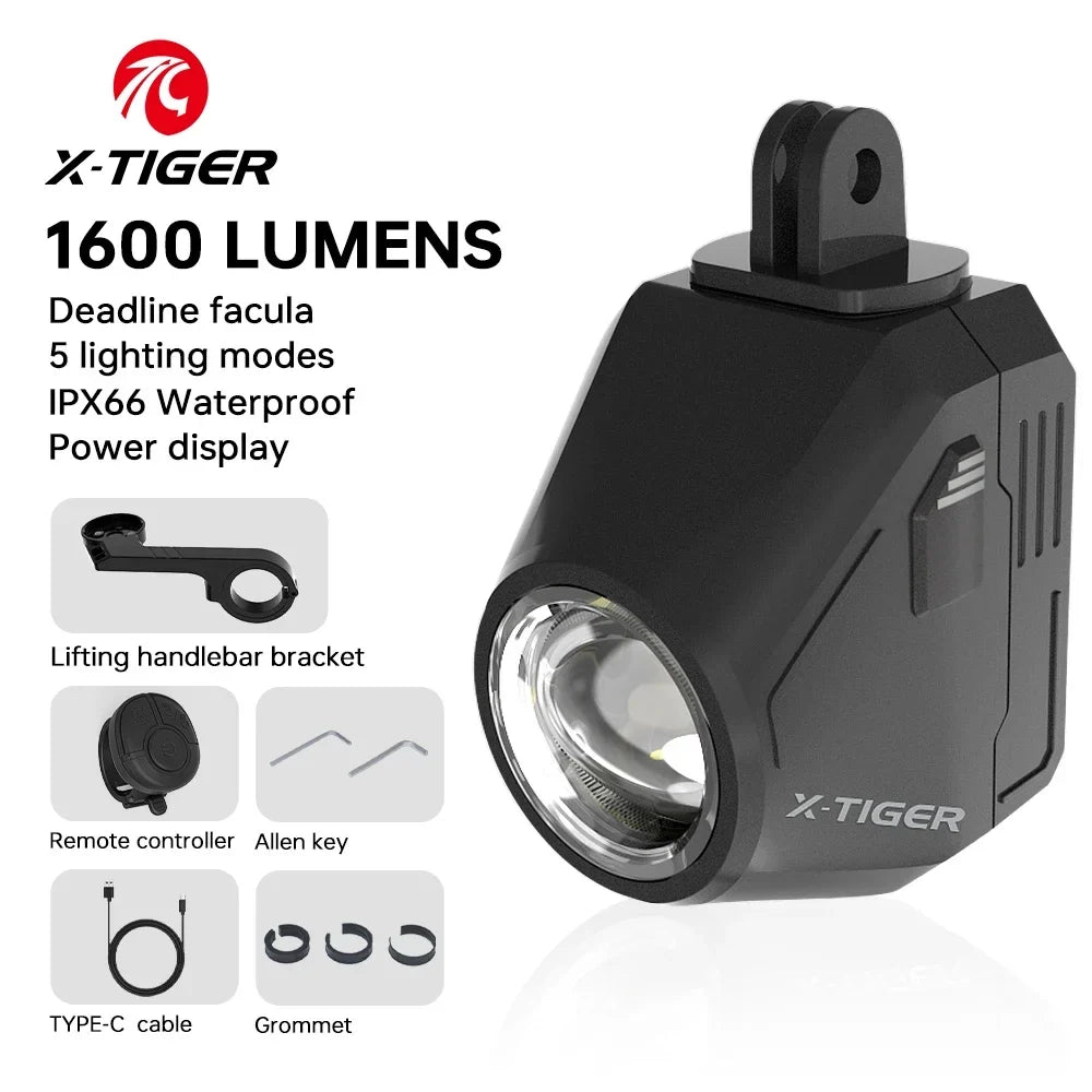 X-TIGER 1600 Lumen Rechargeable Bike Light | IPX6 Waterproof