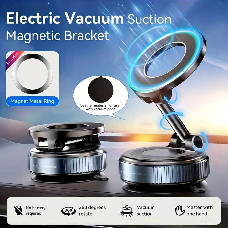 Magnetic Vacuum Car Phone Mount – 360° Adjustable Holder Stand