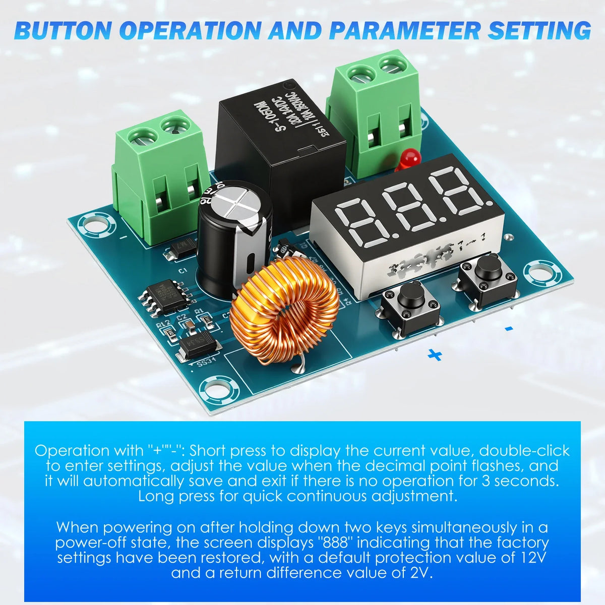 XH-M609 Low Voltage Disconnect Module 12V-36V Battery Protection