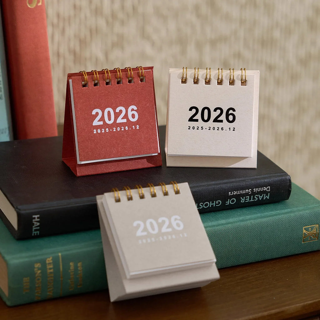2026 Retro Mini Scroll Desk Calendar | Desktop Planner Decor