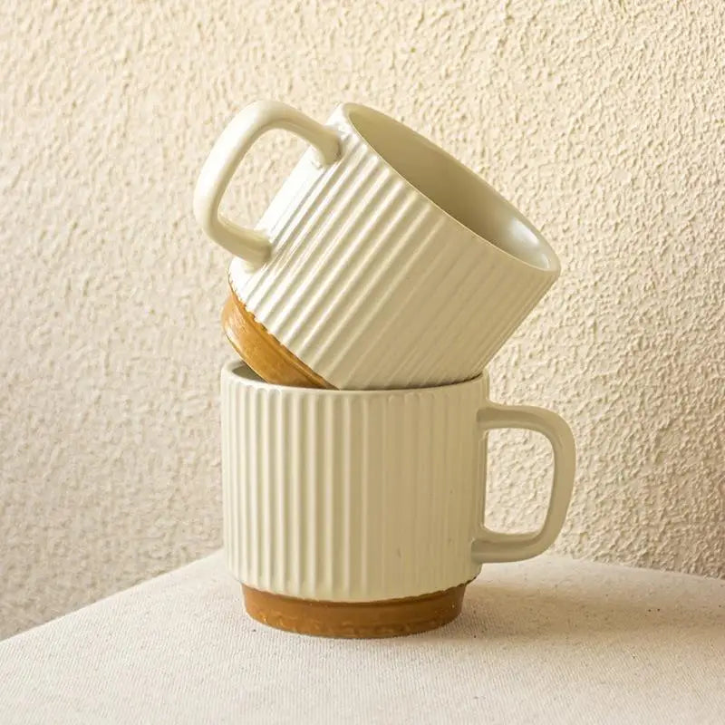 Thickened Ceramic Mug with Handle – Modern White Coffee Cup