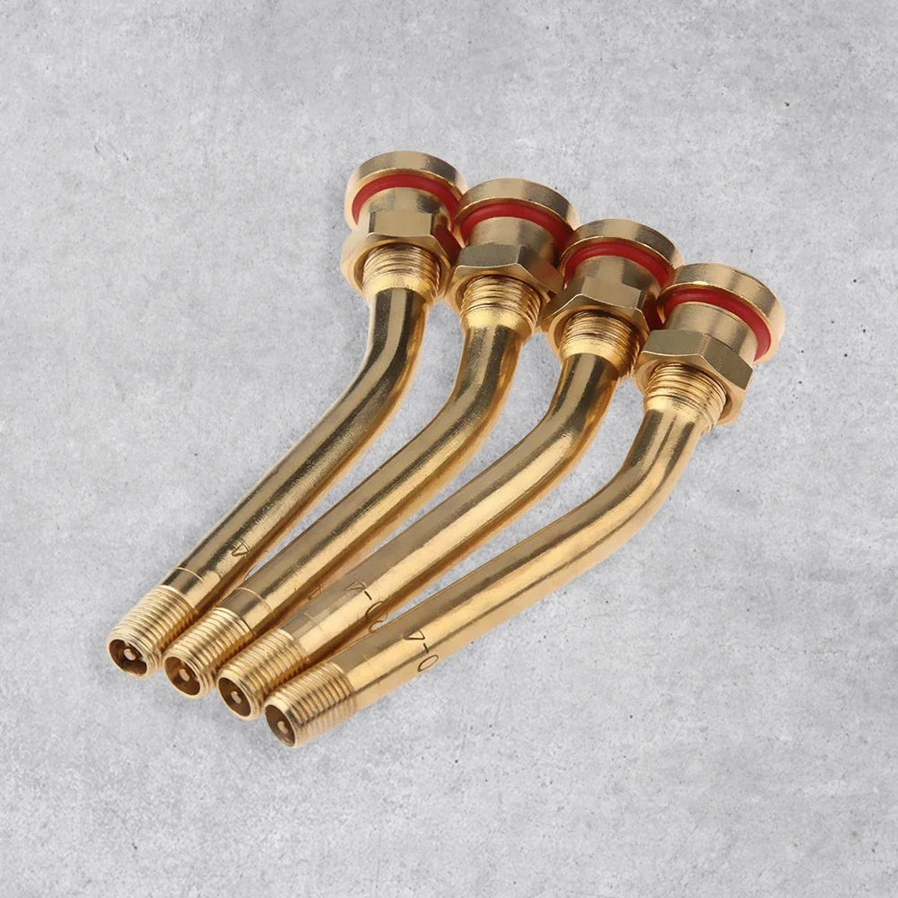 4pcs Brass Truck Tire Valve Stems & Inflation Connectors