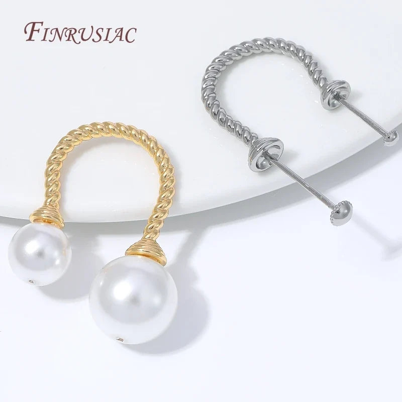 18K Gold Plated Twisted Hoop Earring Findings | DIY Pearl Drop