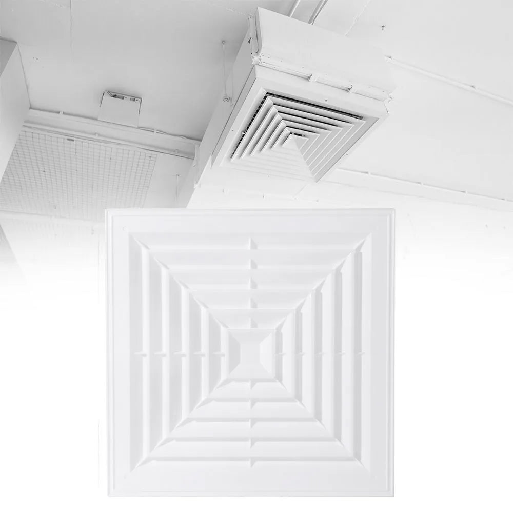 Square White Plastic Air Vent Grille with Flaps – Exhaust Fan Cover