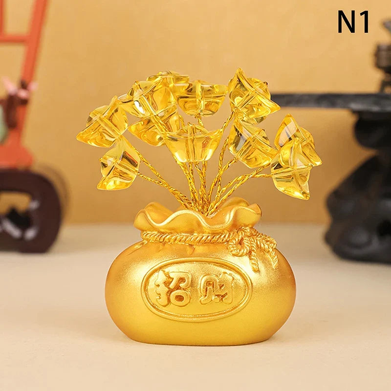 Feng Shui Money Tree Lucky Fortune Miniature Resin Ornament