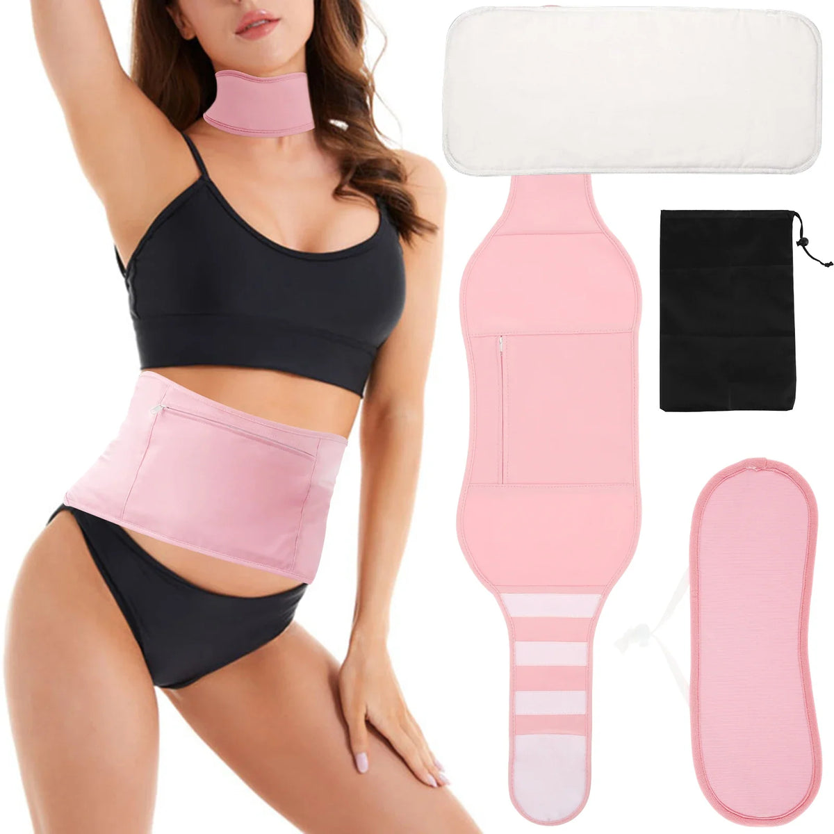 Reusable Castor Oil Pack Wrap Kit – Adjustable Waist & Neck