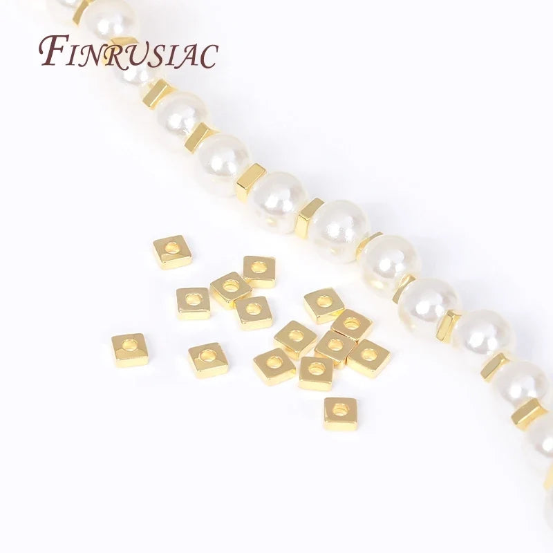 3mm 18K Gold Plated Flat Square Spacer Beads | DIY Jewelry