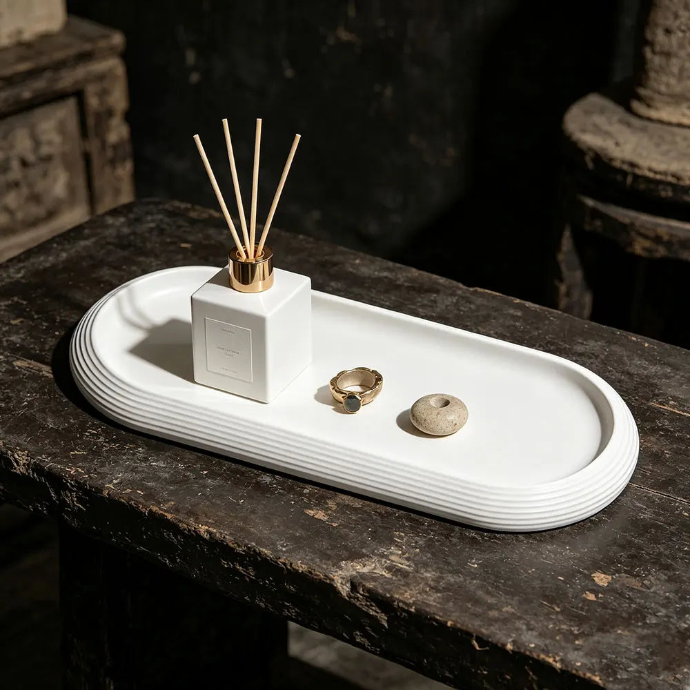 Striped Oval Silicone Mold – Concrete Epoxy Resin DIY Tray