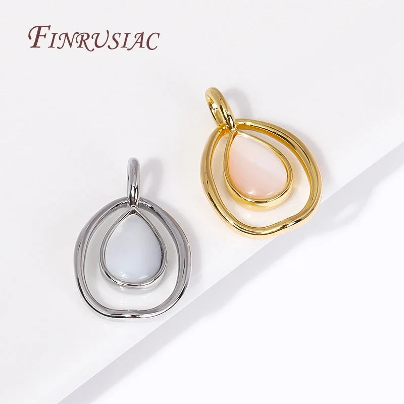 18K Gold Plated Oval Shell Droplet Pendant Charms – DIY Jewelry