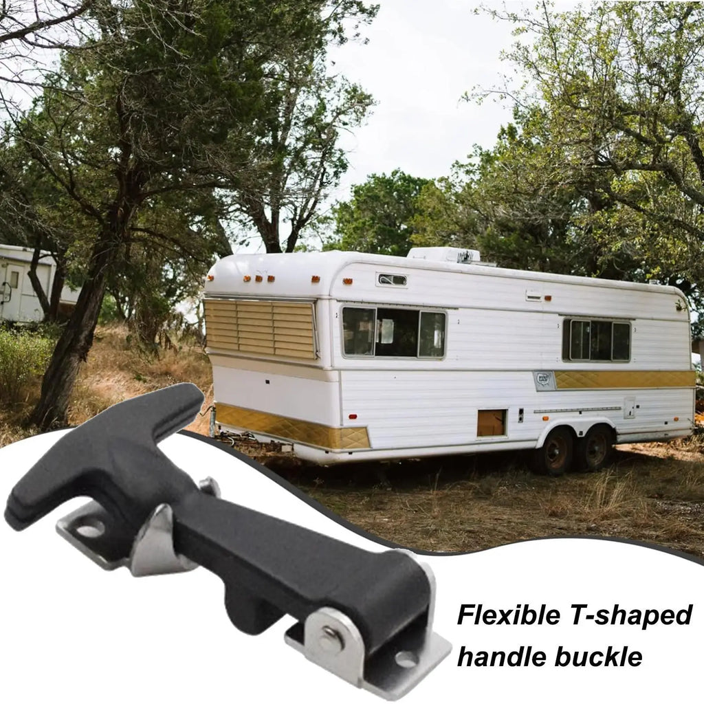 Rubber Hood Catch with Bracket 2pcs – Stainless Steel T-Handle