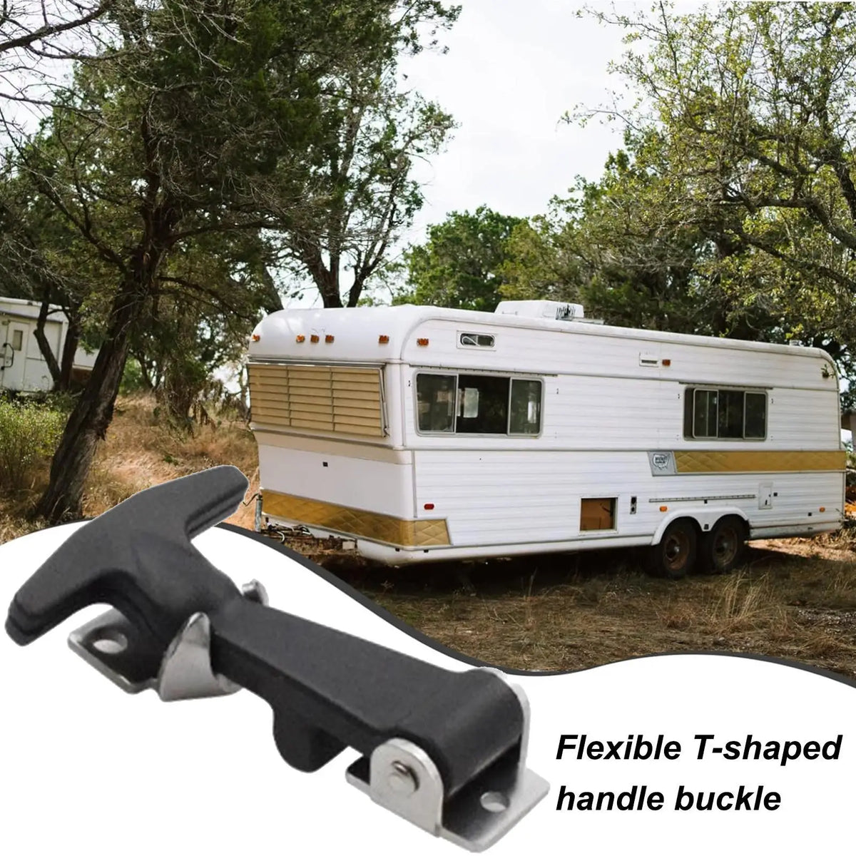 Rubber Hood Catch with Bracket 2pcs – Stainless Steel T-Handle
