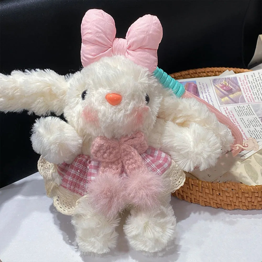 Plush Lop Ear Rabbit Doll Pendant | Bowknot Stuffed Bunny Charm