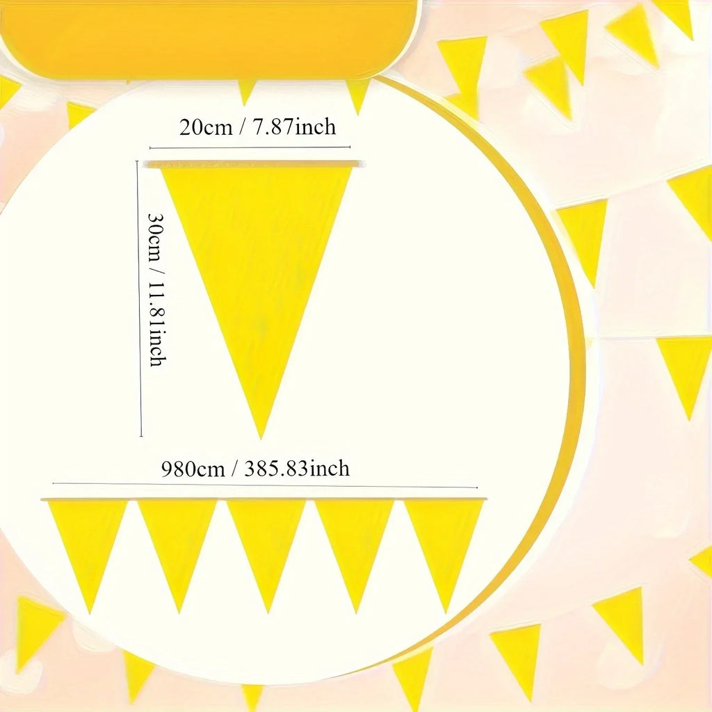Yellow Pennant Banner Bunting 33 Ft – Triangle Flag String