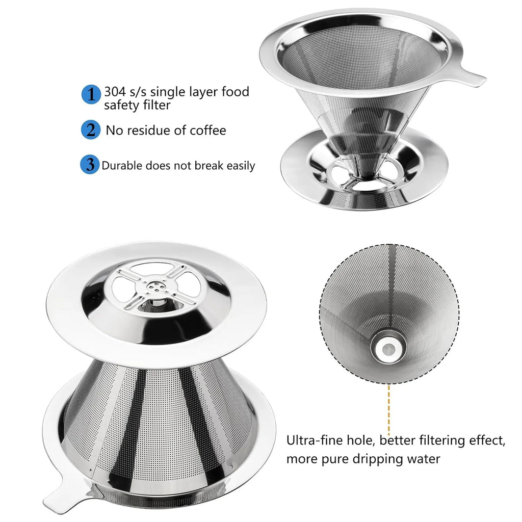 Large Reusable Stainless Steel Coffee Filter Strainer