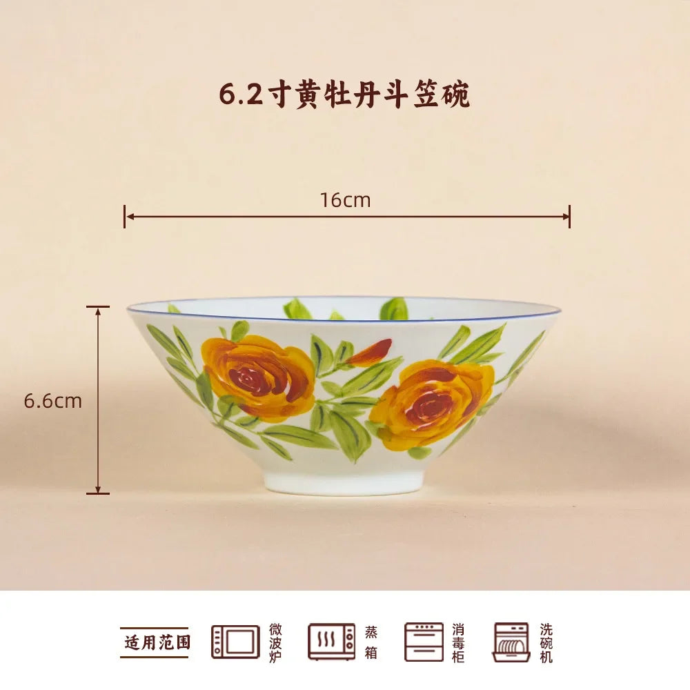 Jingdezhen Handmade Ceramic Bamboo Hat Bowl – Underglaze Color