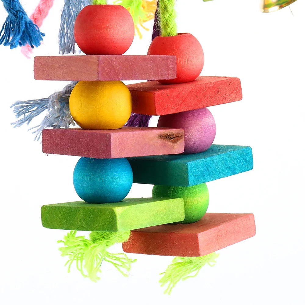 Wooden Rope Parrot Toy – Hanging Ladder & Bird Swing Chew Toy