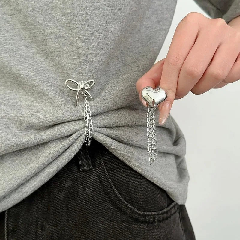 Decorative Button Chain Clips for Shirts, Jeans & Sleeves | 4/8pcs
