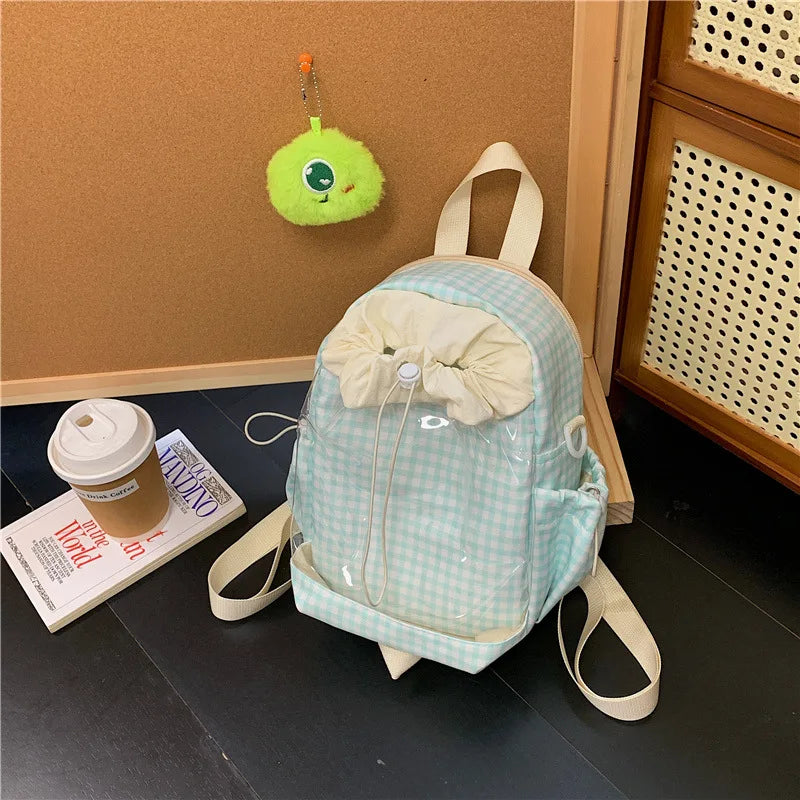 Japanese Style Canvas Crossbody Backpack – Blue & Lightweight