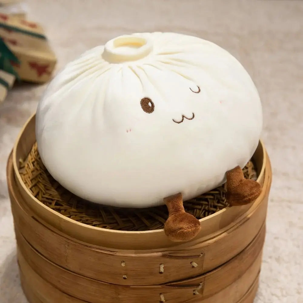 Steamed Bun Dumpling Plush Pillow – Soft Kawaii Stuffed Toy
