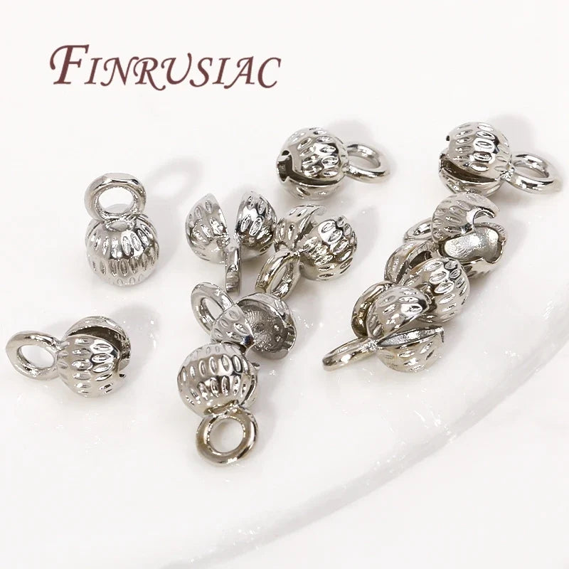 18K Gold Plated Brass Cord Ends 4/5.5mm Clam Shell Crimp Bead Tips