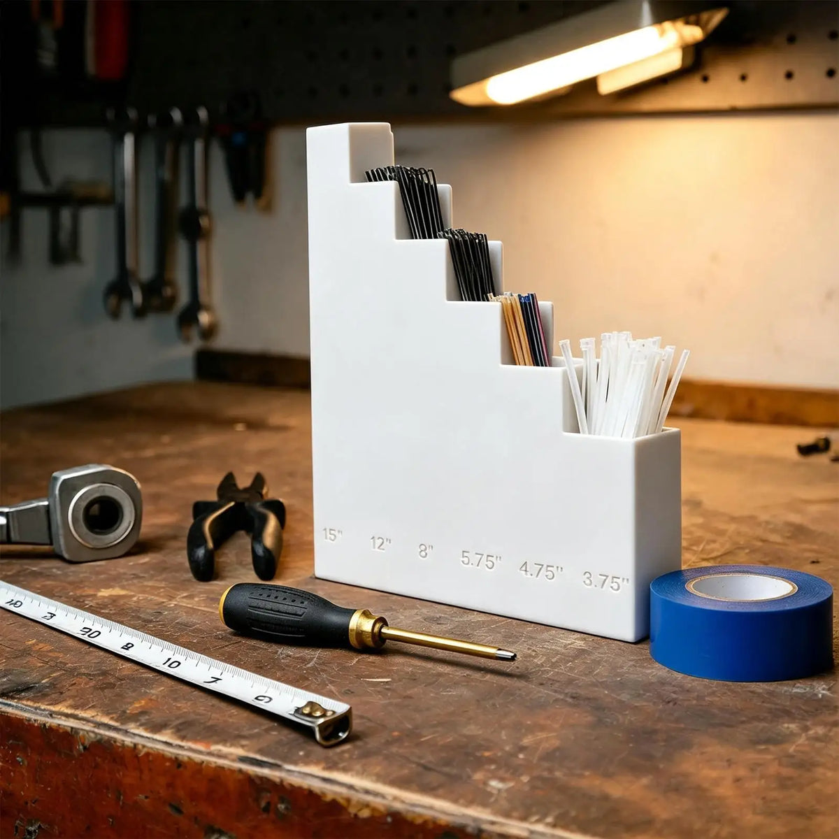 Wall-Mounted Zip Tie Organizer Rack | Garage Storage