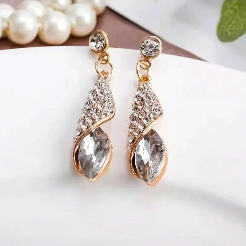 Women's Rhinestone Crystal Water Drop Earrings | White