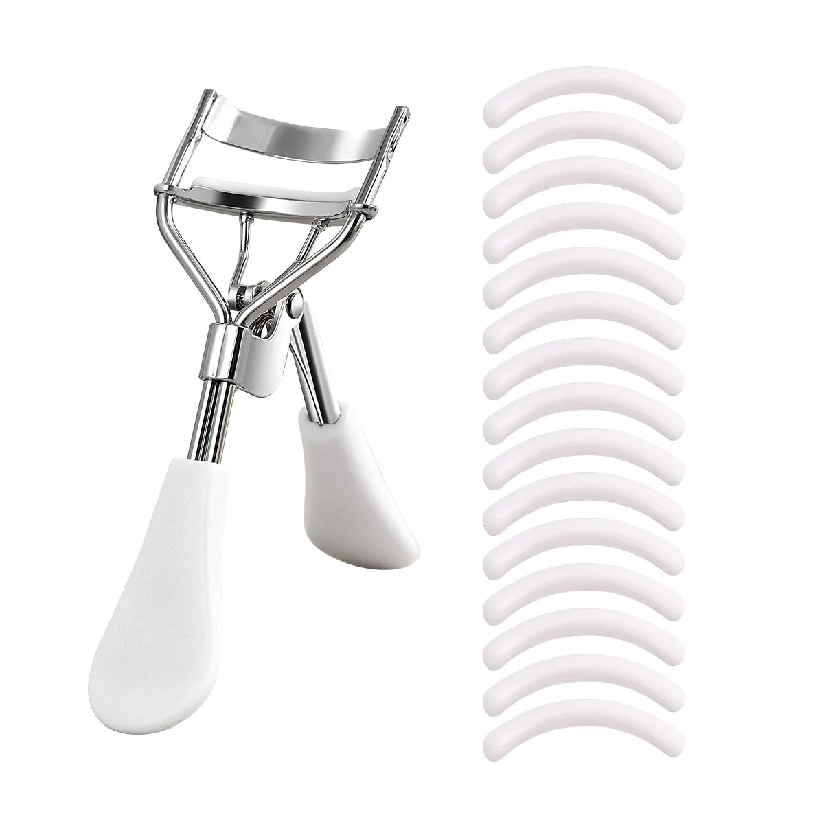 Portable Stainless Steel Eyelash Curler + 15 Silicone Pads