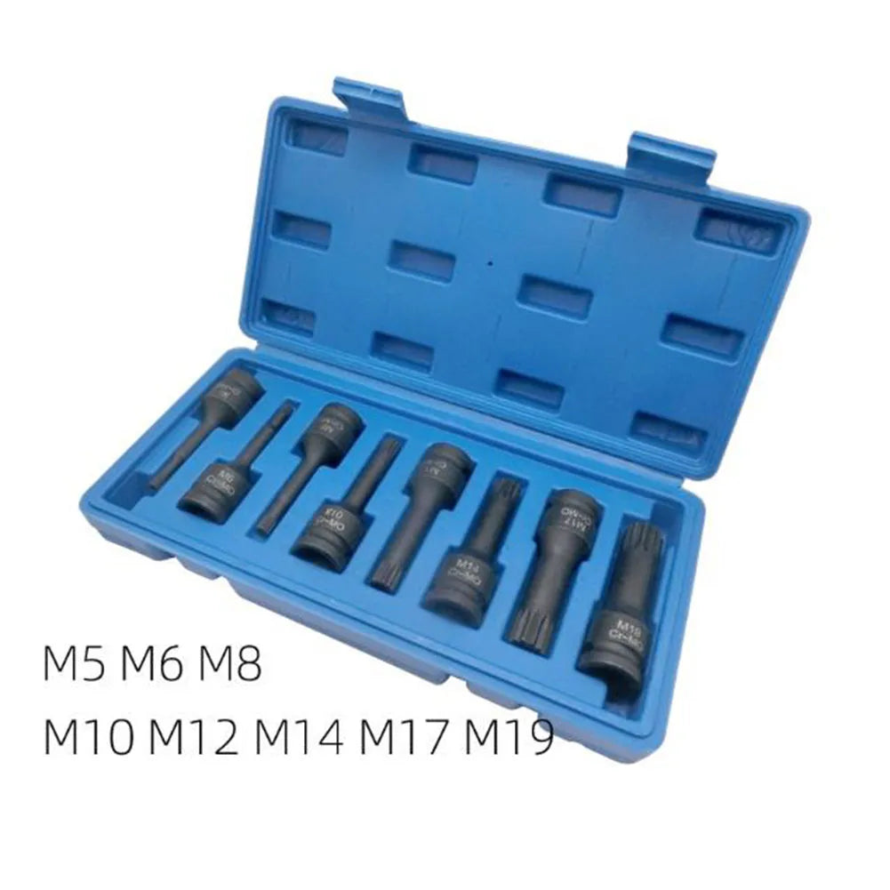 DAZZLEEX 8-Pc 1/2" 12-Point Torx Socket Set M5–M19