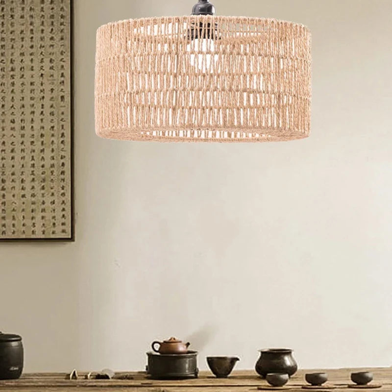 Paper Rope Woven Pendant Lampshade – Boho Chandelier Shade