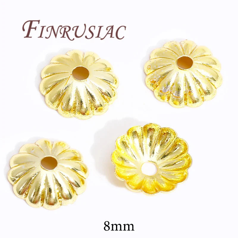 18K/14K Gold Plated Flower Bead Caps – DIY Jewelry Spacers