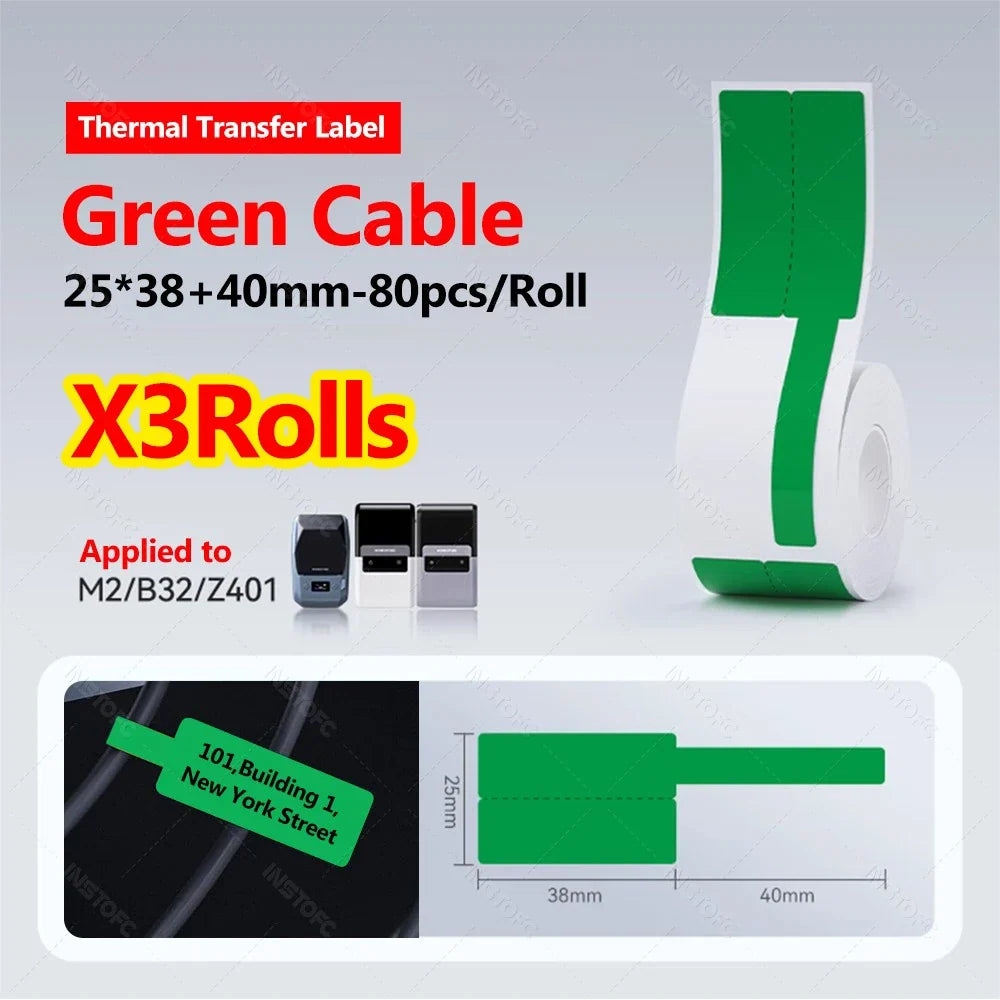 Niimbot M2/M3/B32/Z401 Waterproof Cable Wire Label Stickers