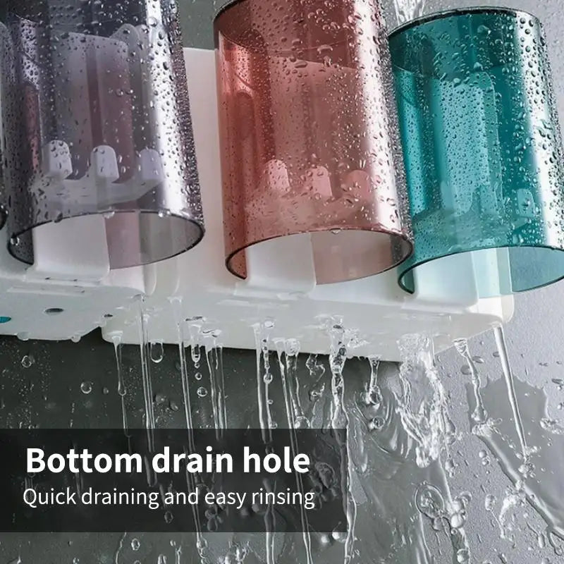 Wall Mounted Toothbrush Holder with Cups – No Drill