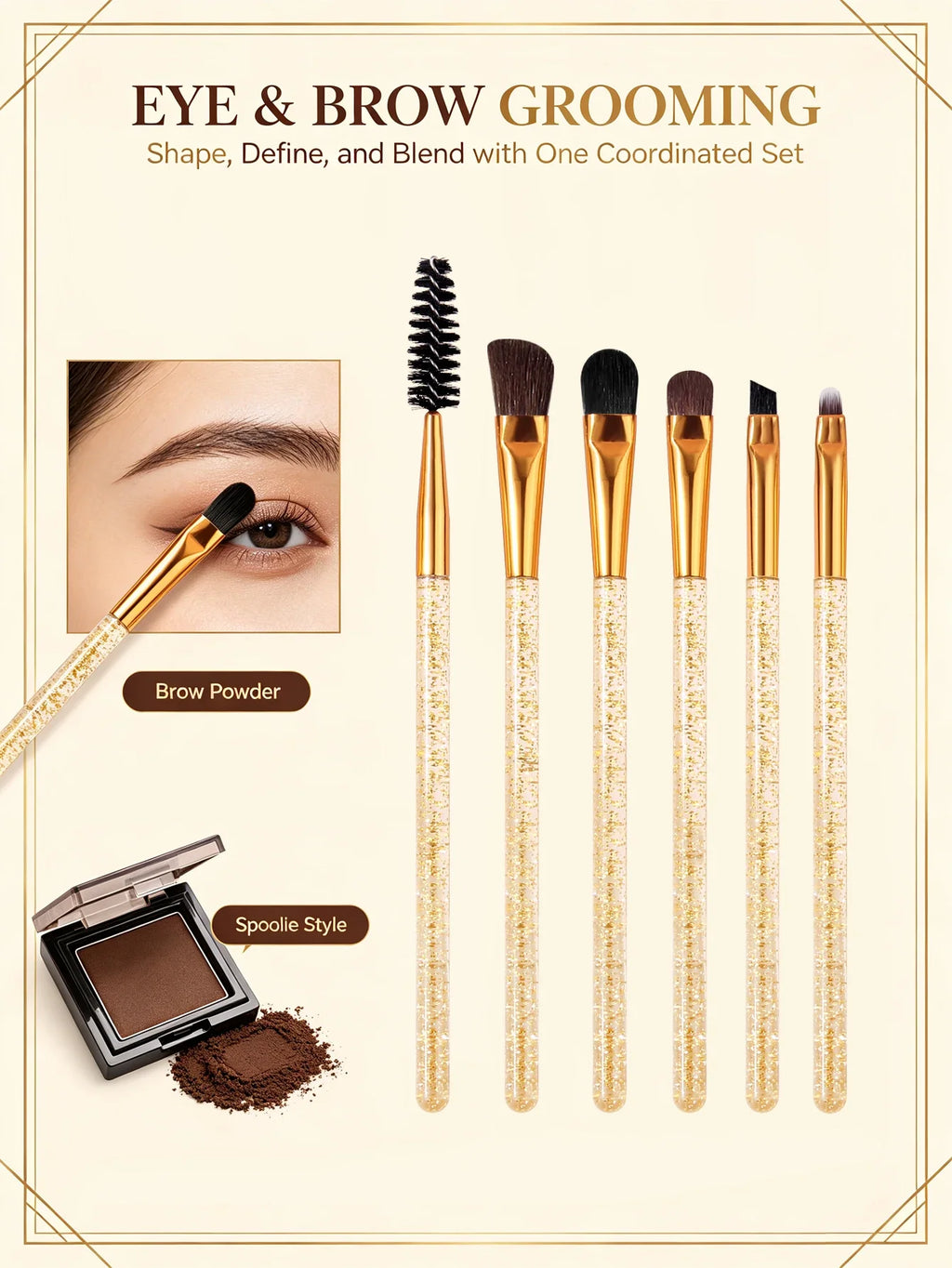 8-Piece Makeup Brush Set – Eye, Brow, Liner & Sponge Puff