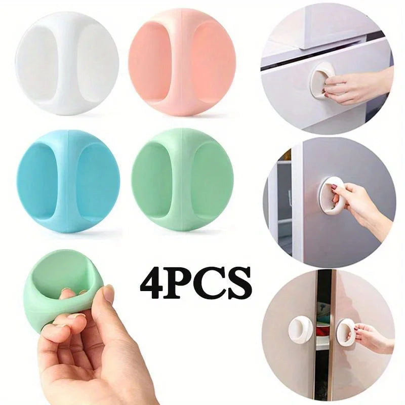 Self-Adhesive Round Cabinet Door Handles – 4pcs, No Drill