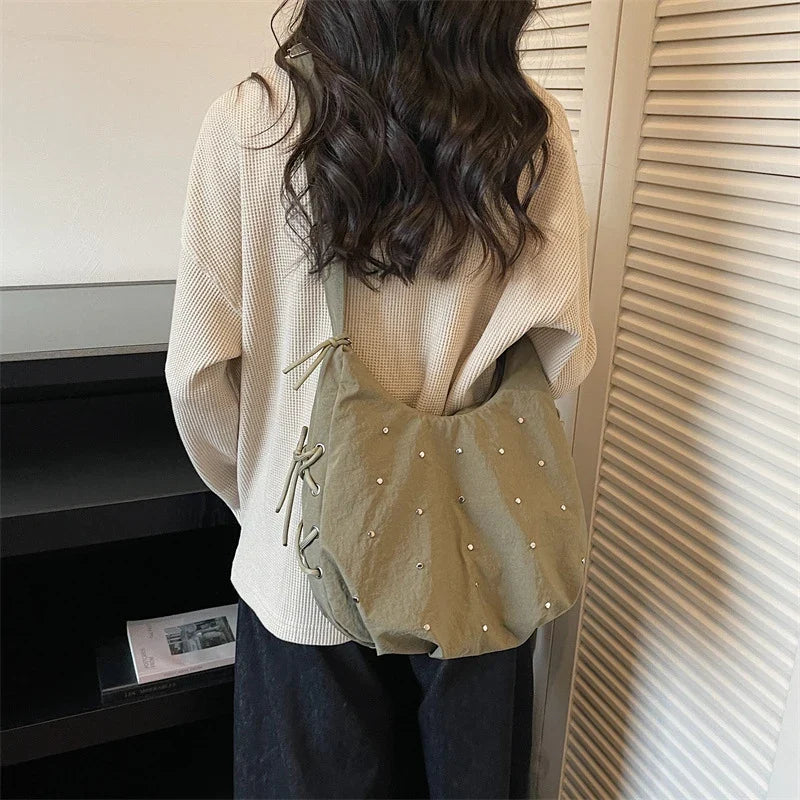 Women's Rivet Dumpling Crossbody Bag – Large Capacity Shoulder Bag