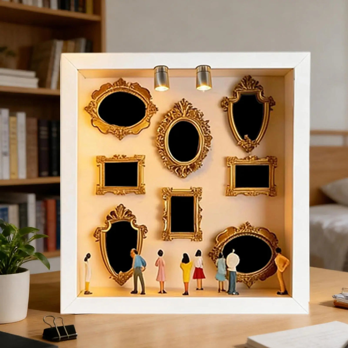 Wooden Miniature Museum Frame with Figurines | DIY Home Decor