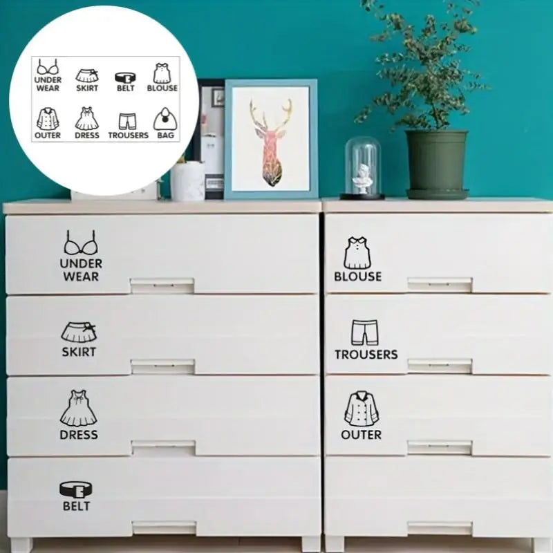 PVC Wardrobe Clothing Classification Label Stickers