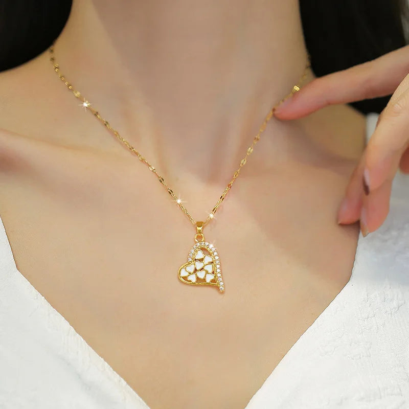 Women's Gold Heart Pendant Necklace – Stainless Steel Choker