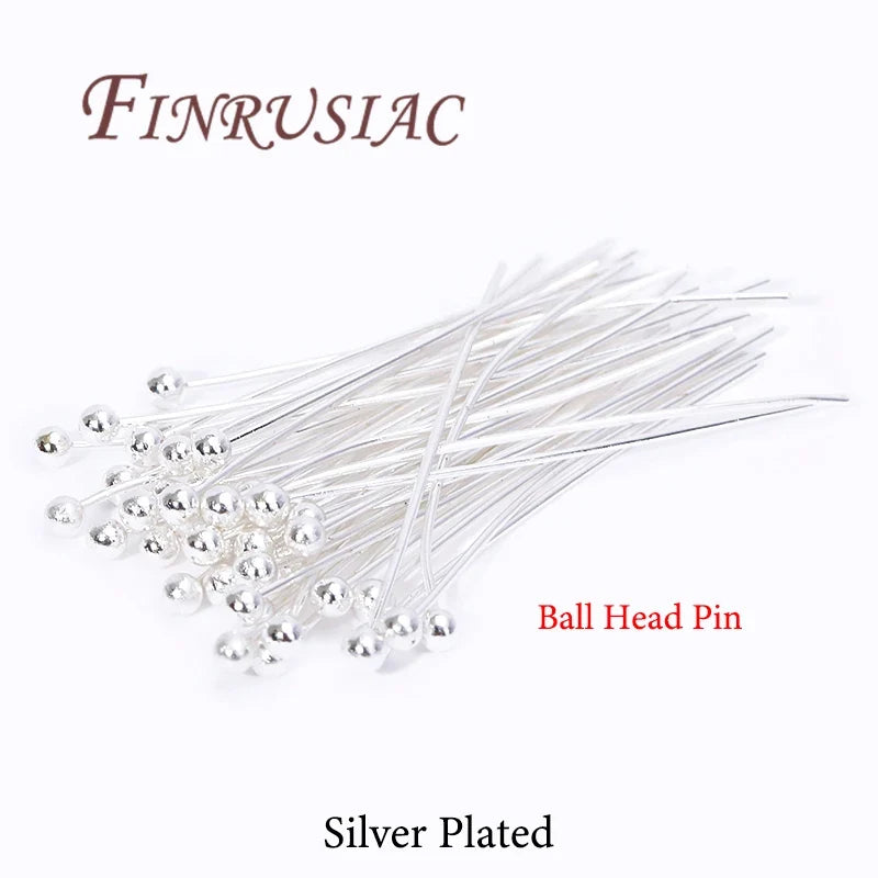 50Pcs Gold Plated Jewelry Pins – Eye, Ball & Flat Head 20–50mm