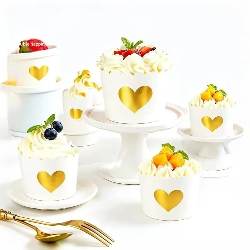50 Pcs Gold Foil Cupcake Liners – Non-Stick Greaseproof Muffin Cups